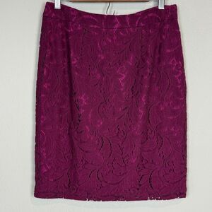 Cabi Plumberry Lace Overlay Straight Pencil Skirt 6